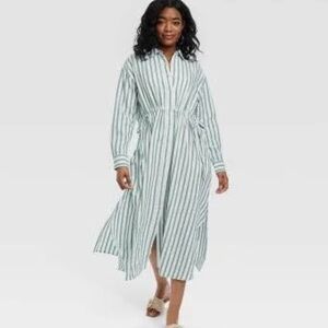 Universal Thread Green and White Striped Maxi Dress